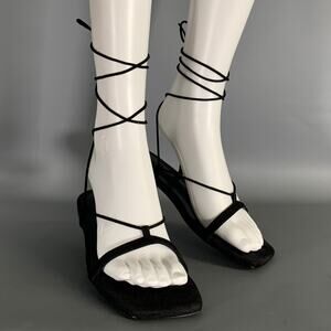 TOTEME Size 7.5 Black Leather Suede Strappy Sandals